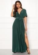 Goddiva Flutter Sleeve Maxi Dress Botanical Green XXS (UK6)