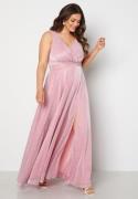 Goddiva Curve Wrap Front Sleeveless Maxi Curve Dress With Split Pink 4...