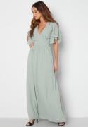 Bubbleroom Occasion Butterfly sleeve chiffon gown Dusty green 34