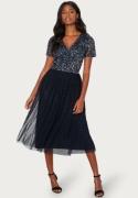 AngelEye Short Sleeve Sequin Embellished Midi Dress Navy XL (UK16)