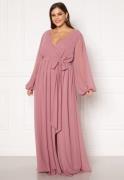 Goddiva Curve Long Sleeve Chiffon Maxi Curve Dress Dusty Pink 46 (UK18...