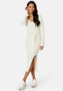 BUBBLEROOM Slit Knitted Midi Dress Cream L