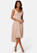 Goddiva Glitter High Low Midi Dress Nude L (UK14)