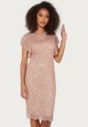 AngelEye Scallop Sequin Midi Dress Rose Gold L (UK14)