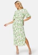 Bubbleroom Occasion Balloon Sleeve Bow Midi Dress Green/Floral 42