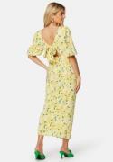 Bubbleroom Occasion Puff Sleeve Bow Midi Dress Yellow/Floral 40