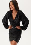 Bubbleroom Occasion Sparkling Wrap Dress Black 4XL