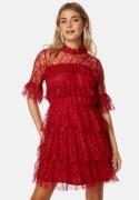 BUBBLEROOM Frill Lace Dress Red 34