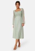 Bubbleroom Occasion Ruched LS Midi Dress  Aqua 36