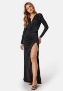 Bubbleroom Occasion Slit V-neck stretchy gown Black XL