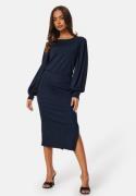 BUBBLEROOM Balloon Sleeve Rib Dress Navy S