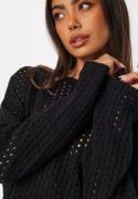 BUBBLEROOM Crochet Knitted Long Sleeve Top Black XL