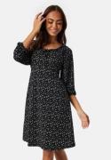 Happy Holly Soft Puff Sleeve Dress Black/Floral 48/50