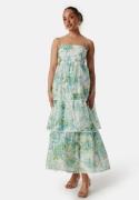 FOREVER NEW Shauna Scallop Trim Midi Dress Green/Floral 42