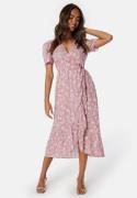 Happy Holly Evie Puff Sleeve Wrap Dress Care Dusty pink/Patterned 48/5...