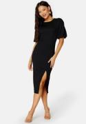 BUBBLEROOM Puff Sleeve Slit Dress Black XL