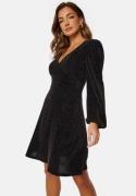 BUBBLEROOM Sparkling Puff Sleeve Dress Black/Gold XS