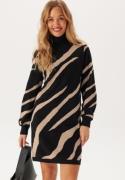 Object Collectors Item Ray L/S Knit Rollneck Dress Black Desert/Taupe ...