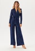 John Zack Sequin Wide Leg Jumpsuit Navy XS (UK8)