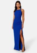 Bubbleroom Occasion Square Neck Slit Maxi Dress Blue XXS