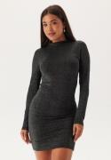 Pieces Pcmonica Ls Glitter Dress Black Detail:SILVER S