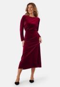 Bubbleroom Occasion Bow Velvet Midi Dress Dark red M