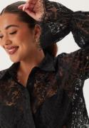 Happy Holly Buttoned Lace Shirt Black 36/38