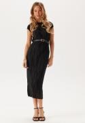 BUBBLEROOM Pleated Cap Sleeve Dress Black S