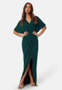 Bubbleroom Occasion Wrap Slit Maxi Dress Dark green XS