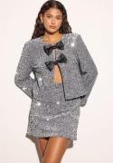 Bubbleroom Occasion Bow Sequin Velvet Jacket Silver grey M