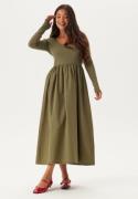 BUBBLEROOM L/S Midi Dress Olive green XL