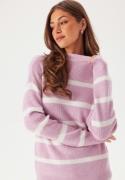 VILA Viril Mockneck L/S Knit Rib Top Winsome Orchid/White Alyssum S