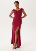 Bubbleroom Occasion Twist Off Shoulder Gown Red M