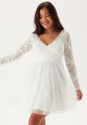 Bubbleroom Occasion 3D Flower L/S Lace Dress White 44