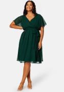 Goddiva Curve Flutter Sleeve Chiffon Midi Dress Green 54 (UK26)