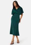 Bubbleroom Occasion Wrap Satin Midi Dress Dark green 34