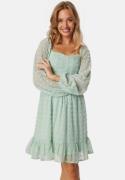 BUBBLEROOM Dobby Dot Ruched  Dress Light green L