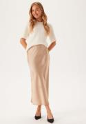 BUBBLEROOM Satin Midi Skirt Light beige M