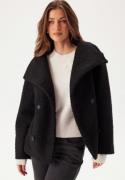 BUBBLEROOM High Neck Short Bouclé Coat Black XL