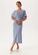 Bubbleroom Occasion Wrap Satin Midi Dress Light blue 46