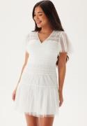 Bubbleroom Occasion Sonia Mesh Frill Dress White XS