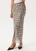 BUBBLEROOM Mesh Maxi Skirt Grey/Leopard XL