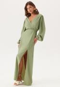 Bubbleroom Occasion Balloon Sleeve Wrap Gown Dusty green M