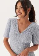 Bubbleroom Occasion Short Sleeve 3D Floral Gown Dusty blue 42