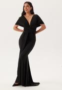 Goddiva Multi Tie Fishtail Maxi Dress Black XS (UK8)