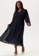 Happy Holly Dobby Dot Smock Midi Dress Dark blue 40/42