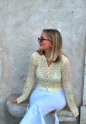 BUBBLEROOM Button Lace Cardigan Yellow XS
