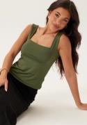BUBBLEROOM Square Neck Top Dark green M