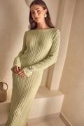 BUBBLEROOM Structure Knitted Dress Dusty green M