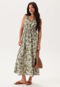 Happy Holly Sleeveless Viscose Dress Khaki green/Patterned 40/42